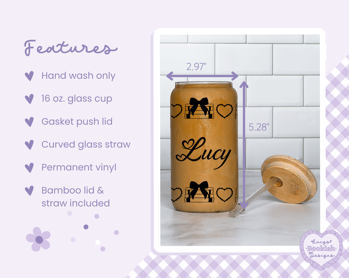 Coquette Bookish Era Glass Cup